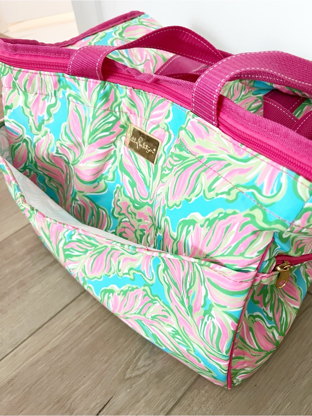 Lilly Pulitzer Pink, Aqua & Green Printed Cooler Bag